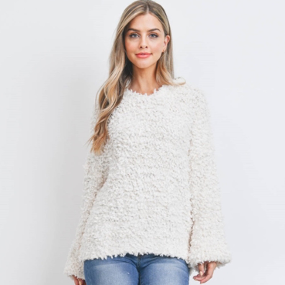 Ivory Hooded Fuzzy Sweater - Picture 3 of 10
